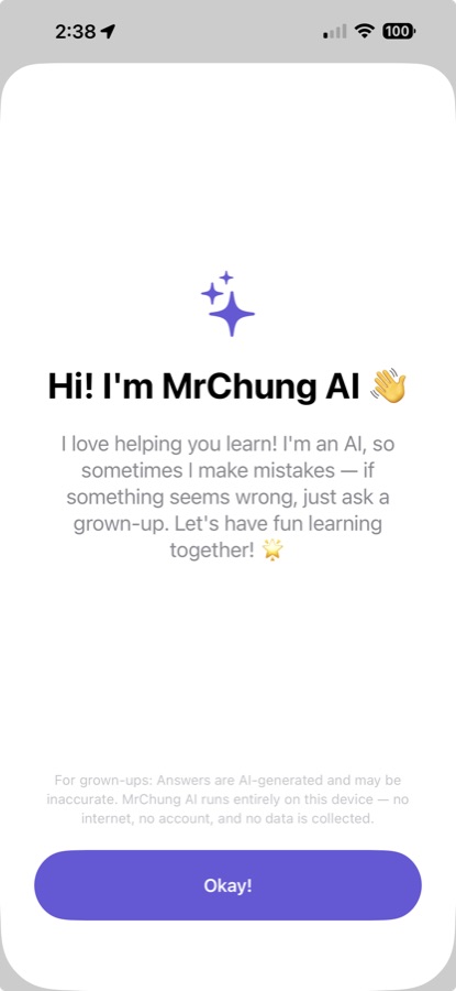 Mr. Chung AI のスタート画面